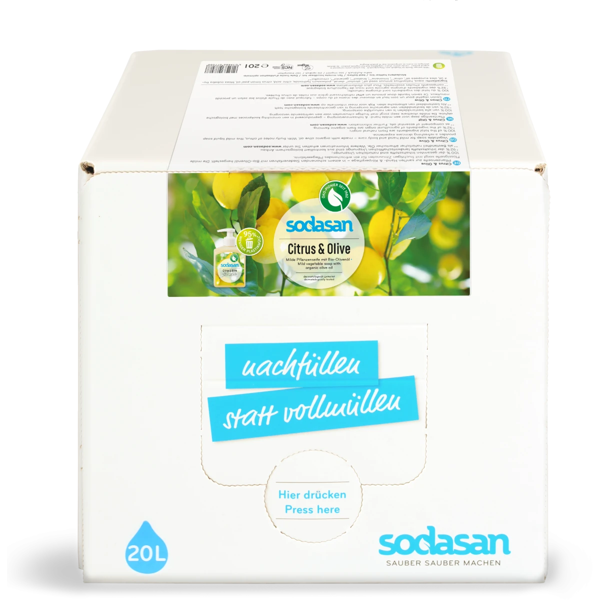 SODASAN Liquid Soap Citrus And Olive 20 Liters Naturhaus GmbH